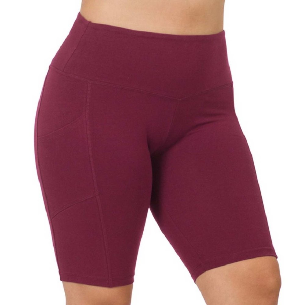 Zenana Biker Shorts with Pockets 2X (818B)